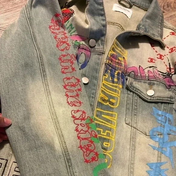 Anchor Blue Painted Denim Jacket By Lifted Anchor - Men Size: XL - Picture 9 of 14